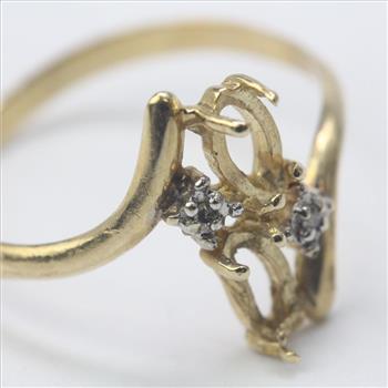 14kt Gold 1.4g Diamond Accented Empty Setting Ring