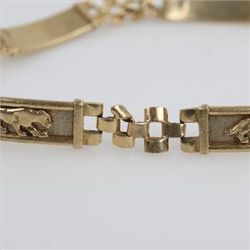 14kt Gold 5 Panel Lion Link Bracelet