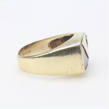 14kt Gold 8.5g Black Inlay Signet Ring With Missing Setting Stone