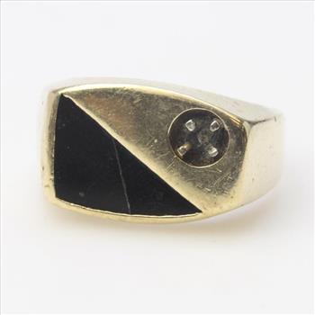 14kt Gold 8.5g Black Inlay Signet Ring With Missing Setting Stone