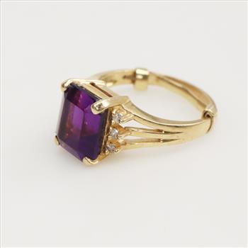 14kt Gold Amethyst Diamond Accent Ring