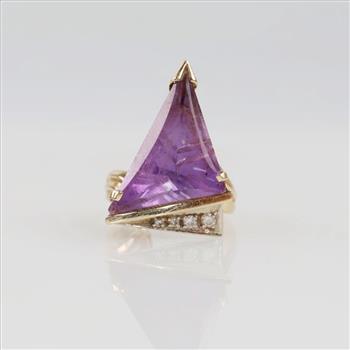 14kt Gold Amethyst & Diamond Accent Ring