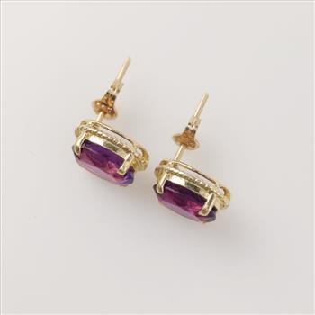 14kt Gold Amethyst Oval Earrings