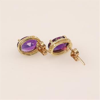 14kt Gold Amethyst Oval Earrings