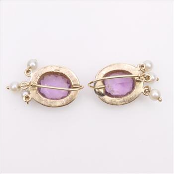 14kt Gold Amethyst Pearl Earrings