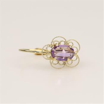 14kt Gold Amethyst Single Earring