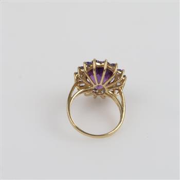 14kt Gold Amethyst Tanzanite Accent Cocktail Ring