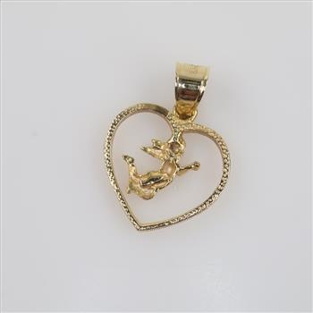 14kt Gold Angel Open Heart Pendant