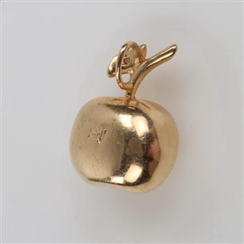 14kt Gold Apple Red Stone Pendant