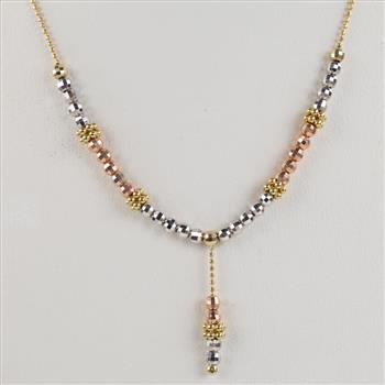14kt Gold Ball Link Necklace Hollow Gold Ball Beads