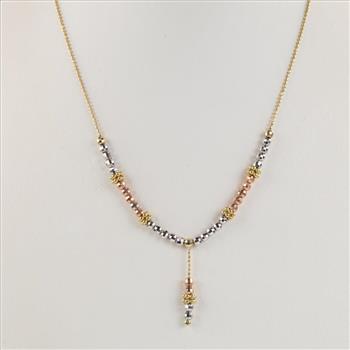 14kt Gold Ball Link Necklace Hollow Gold Ball Beads