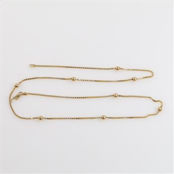 14kt Gold Beaded Box Chain Necklace