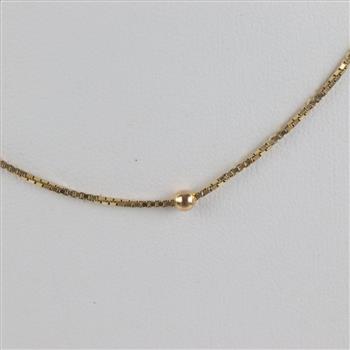 14kt Gold Beaded Box Chain Necklace