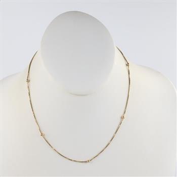14kt Gold Beaded Box Chain Necklace