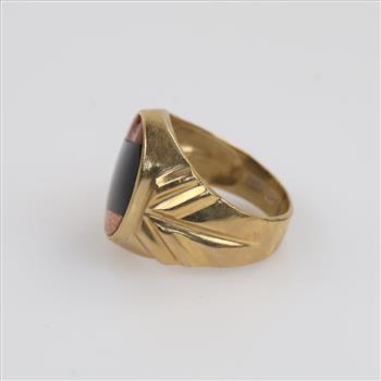 14kt Gold Black And Pink Enamel Stone Ring