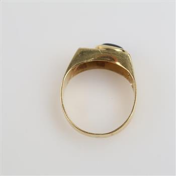 14kt Gold Black Onyx Clear Stone Ring