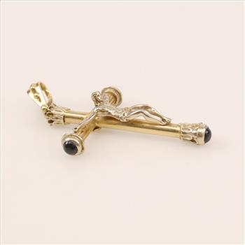 14kt Gold Black Onyx Cross Pendant