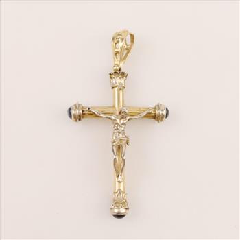 14kt Gold Black Onyx Cross Pendant