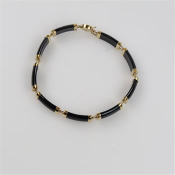 14kt Gold Black Panel Link Bracelet