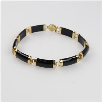 14kt Gold Black Panel Link Bracelet