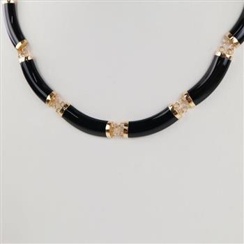 14kt Gold Black Panel Link Necklace