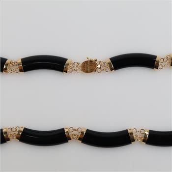 14kt Gold Black Panel Link Necklace