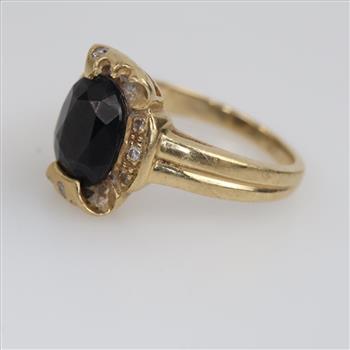 14kt Gold Black Sone Diamond Accent Ring