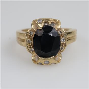 14kt Gold Black Sone Diamond Accent Ring