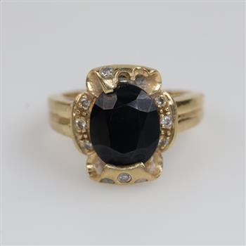 14kt Gold Black Sone Diamond Accent Ring