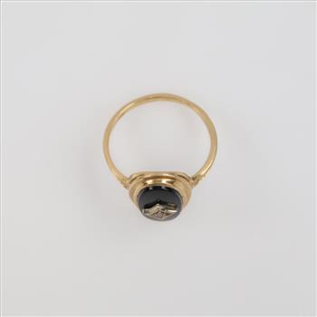 14kt Gold Black Stone Diamond Accent Ring