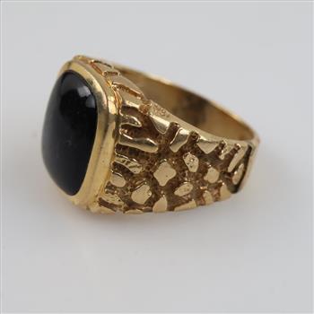 14kt Gold Black Stone Nugget Ring