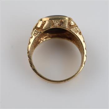 14kt Gold Black Stone Nugget Ring