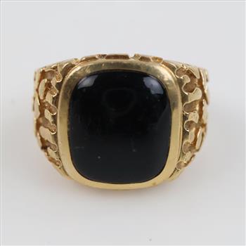 14kt Gold Black Stone Nugget Ring