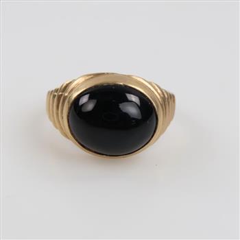 14kt Gold Black Stone Ring