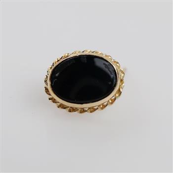 14kt Gold Black Stone Stud Earring