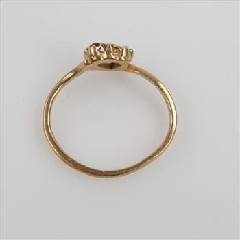 14kt Gold Blue And Clear Stone Ring