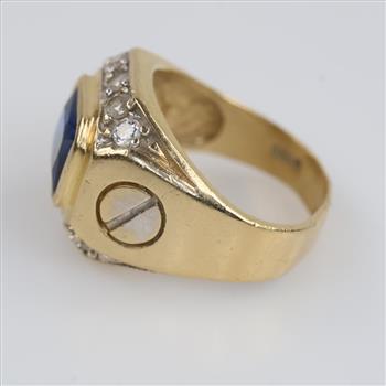 14kt Gold Blue And Clear Stone Ring