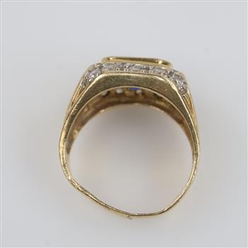 14kt Gold Blue And Clear Stone Ring