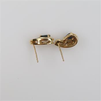 14kt Gold Blue & Clear Stone Stud Earrings