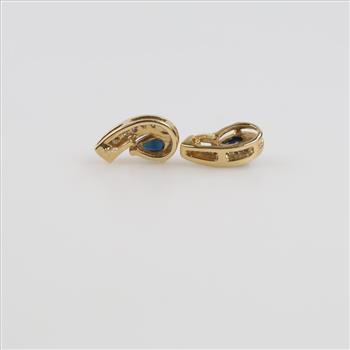 14kt Gold Blue & Clear Stone Stud Earrings