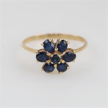 14kt Gold Blue Flower Ring
