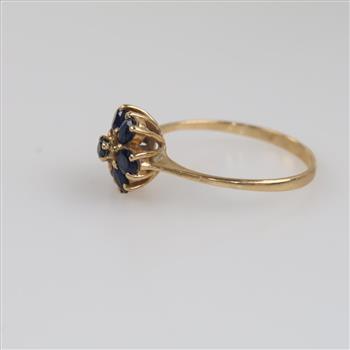 14kt Gold Blue Flower Ring