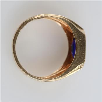 14kt Gold Blue Sapphire And Diamond Accent Ring