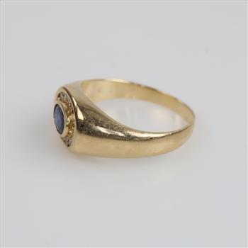 14kt Gold Blue Sapphire and Diamond Ring