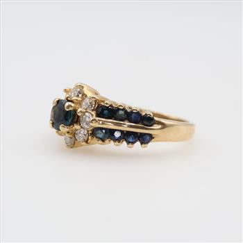 14kt Gold Blue Sapphire Diamond Accent Ring