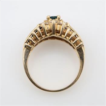 14kt Gold Blue Sapphire Diamond Accent Ring