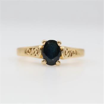 14kt Gold Blue Sapphire Solitaire Ring