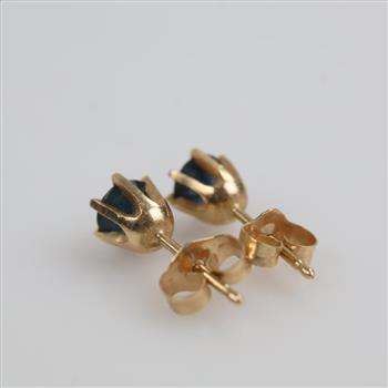 14kt Gold Blue Sapphire Stud Earrings