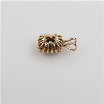 14kt Gold Blue Stone And Clear Accent Pendant