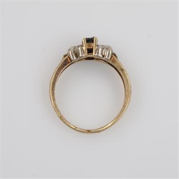 14kt Gold Blue Stone Clear Stone Accent Ring